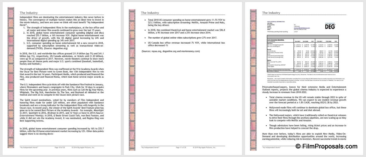 Film Business Plan Template Screenshots